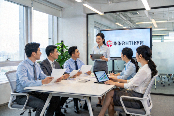 华体会HTH体育团队成员在现代化办公室协作讨论的工作场景